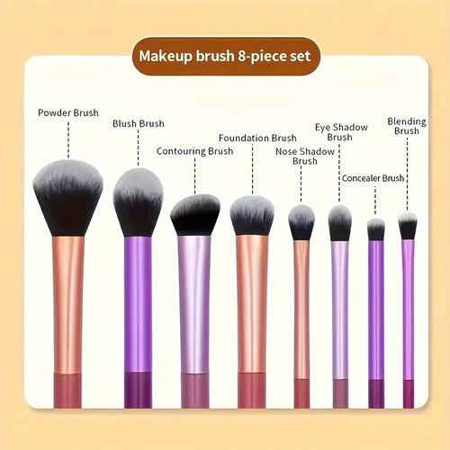 8-Piece Soft Synthetic Makeup Brushes